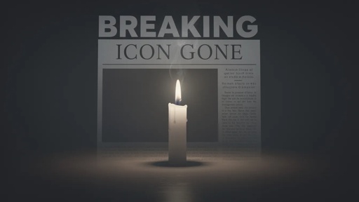 shutterstock_2767076313.jpg A lit candle in front of a newspaper with the headline 'BREAKING ICON GONE'