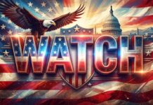 MUST SEE: ‘American Sniper’ Widow Torches Senate Hopeful… Patriotic graphic featuring an eagle, the Capitol building, and the word 'WATCH'